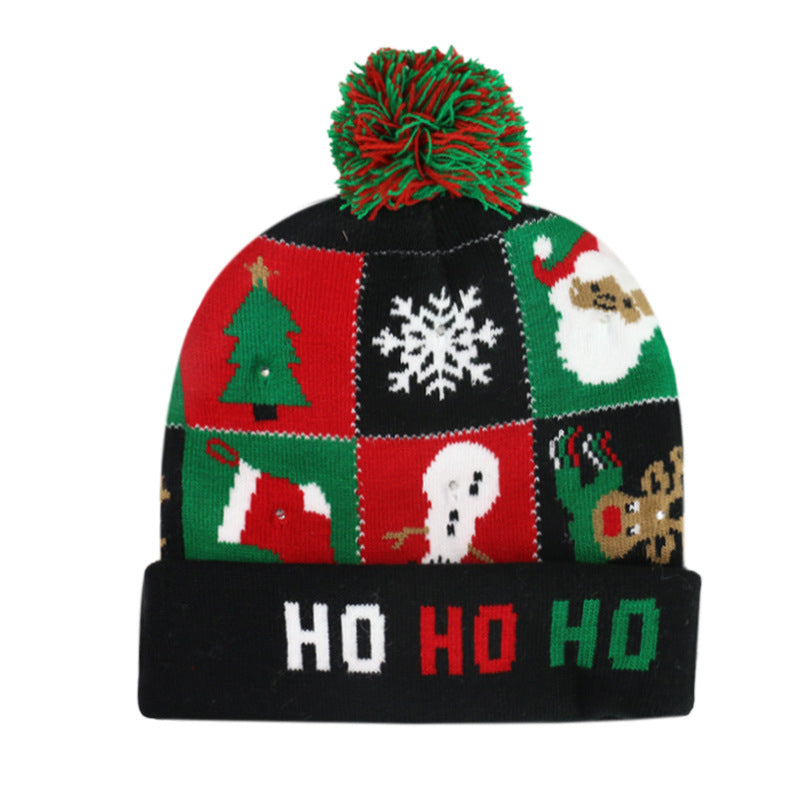 Wholesale Colorful Luminous Knitted Hat Removable Battery LED Light Christmas Hat